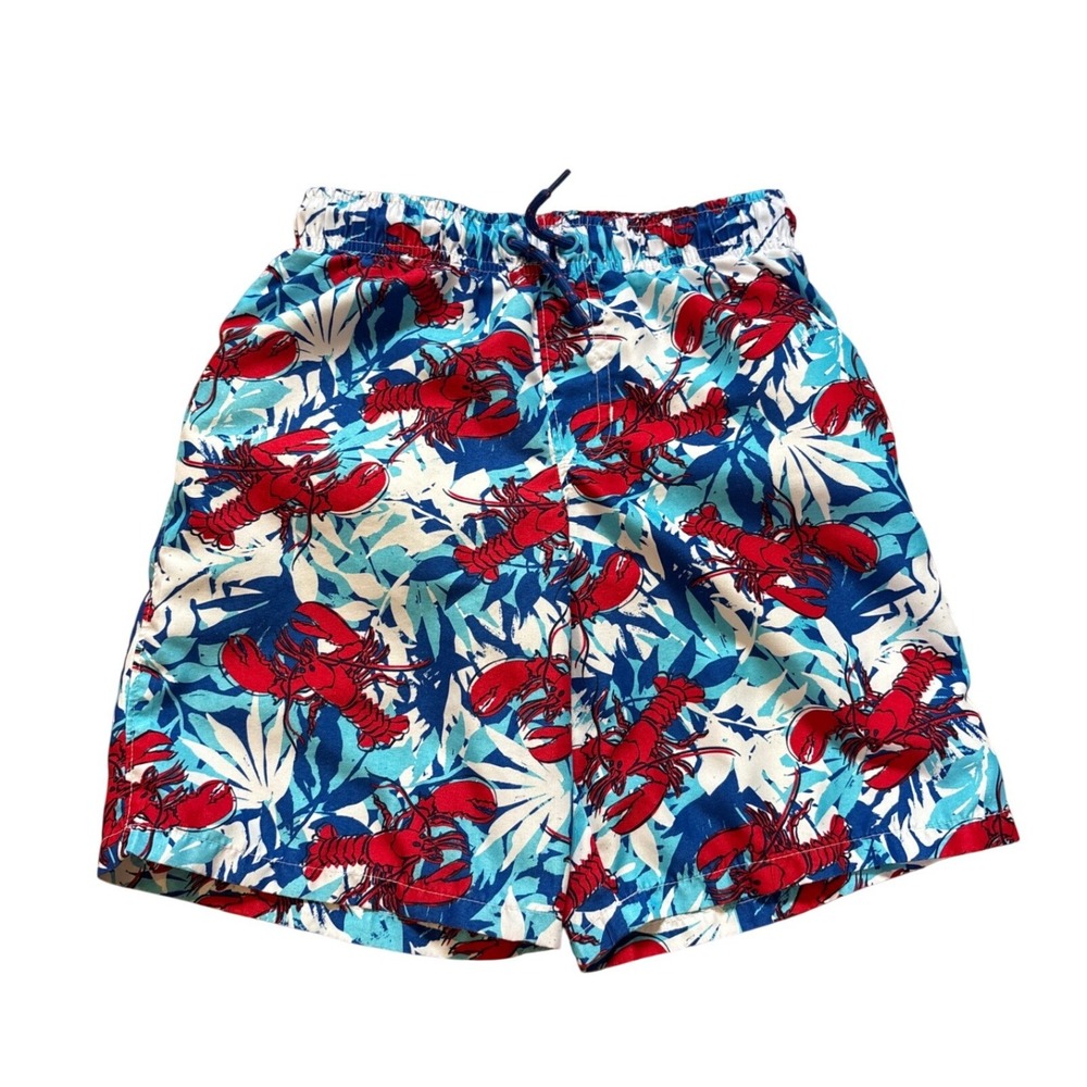 Wonder Nation Swim Trunks Kids Blue Red Lobster Print Excellent SIZE 8
